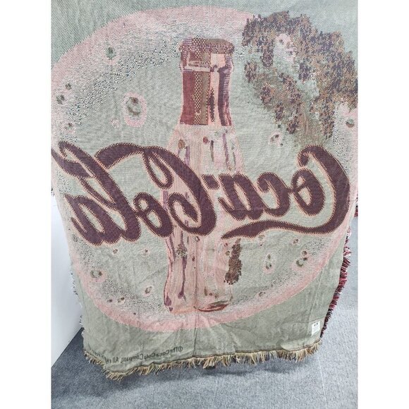Vintage Coca-Cola Coke Blanket Advertising Soda Wall Art Fringed Tapestry 50x59 - Picture 6 of 6